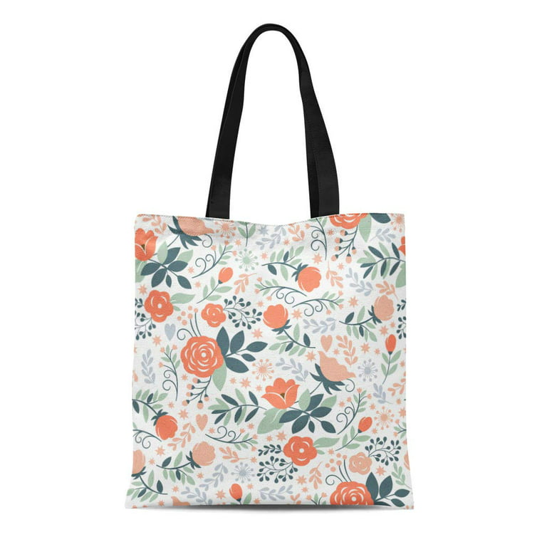 SIDONKU Canvas Bag Resuable Tote Grocery Shopping Bags Pink Flower Beauty  Floral Pattern Modern Graphic Nature Cute Peony Rose Botanica Tote Bag 