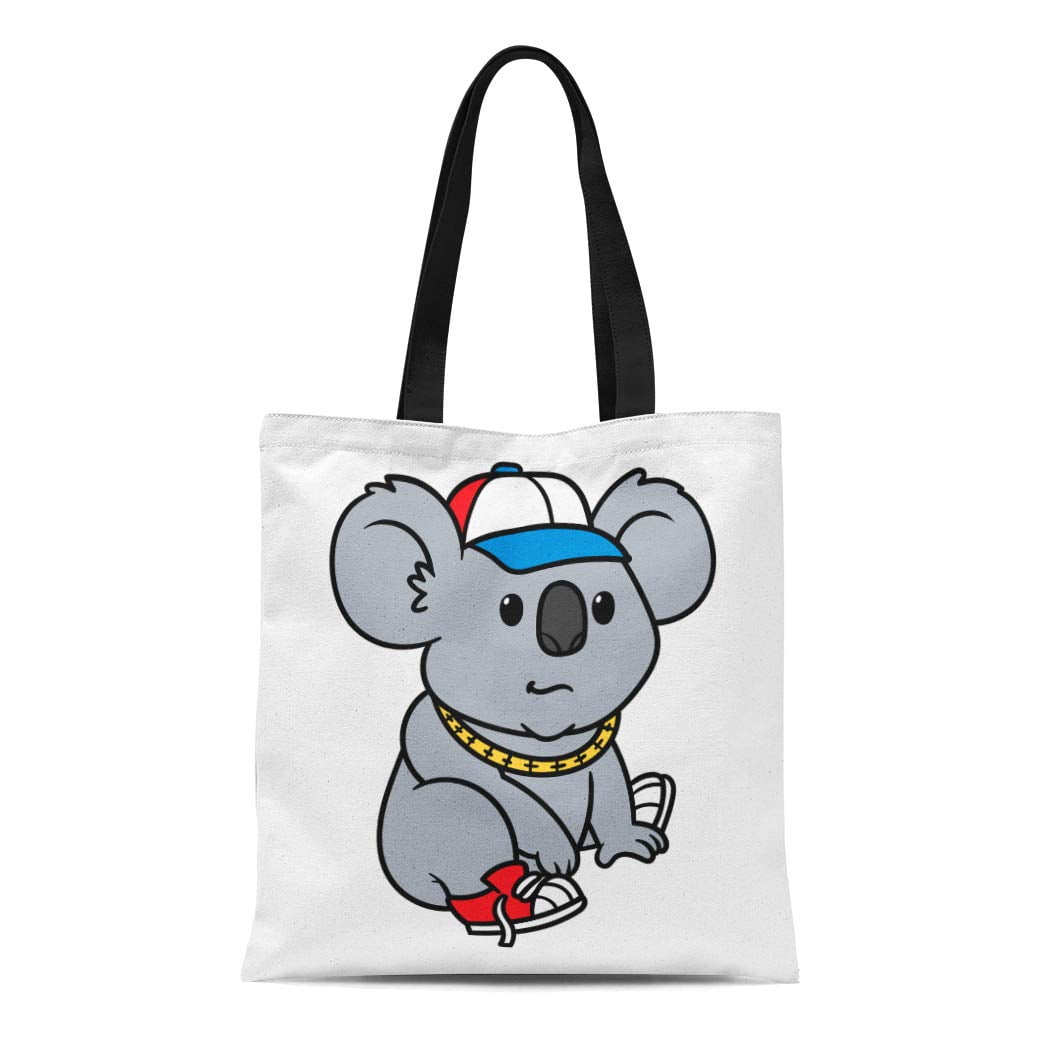 SIDONKU Canvas Tote Bag Action Cartoon Hip Hop Koala Australia Character Clipart Reusable Shoulder Grocery Shopping Bags Handbag Walmart