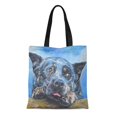 thumbnail image 1 of SIDONKU Canvas Tote Bag Australian Blue Heeler Fine Painting on Cattle Dog Shepard Reusable Handbag Shoulder Grocery Shopping Bags, 1 of 1