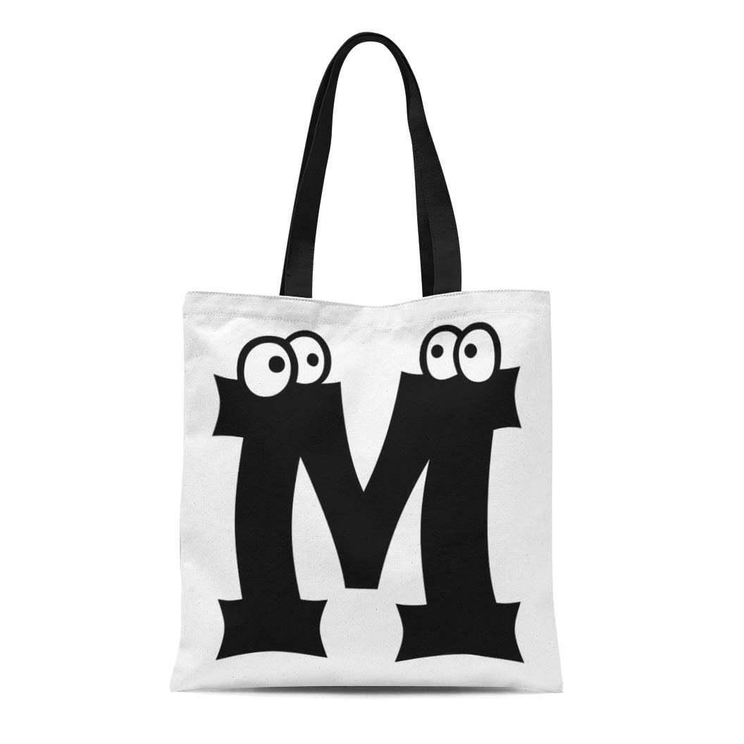 M'' Letter Initial Canvas Tote Bag - Initials Bags