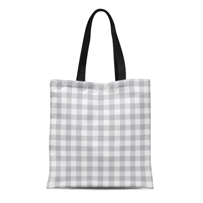 SIDONKU Canvas Tote Bag Checked Gray Buffalo Plaid Checkered Gingham Modern Rustic Reusable Handbag Shoulder Grocery Shopping Bags