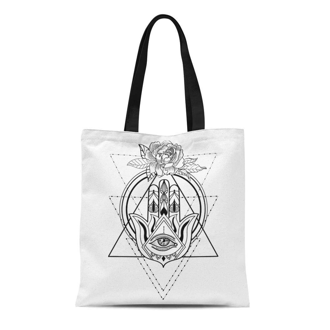 CafePress Artsy Hamsa Tote Bag - Natural Canvas Reusable Shopping Bag With Artistic Print