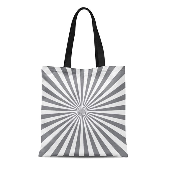 SIDONKU Canvas Tote Bag Silver Sun Gray Rays Line Starburst Sunburst Burst Beam Reusable Shoulder Grocery Shopping Bags Handbag