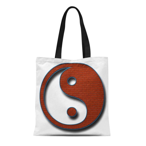 SIDONKU Canvas Tote Bag Taoism Yin Yang By Shirley Taylor Symbols Taoist Brick Reusable Handbag Shoulder Grocery Shopping Bags