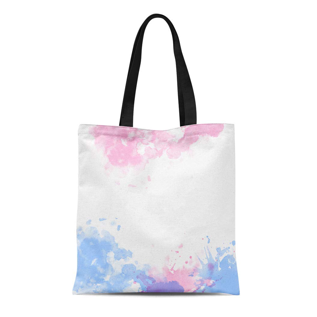 SIDONKU Canvas Tote Bag Watercolor for Abstract Spray Paint Ink Stains  Color Pink Reusable Shoulder Grocery Shopping Bags Handbag 