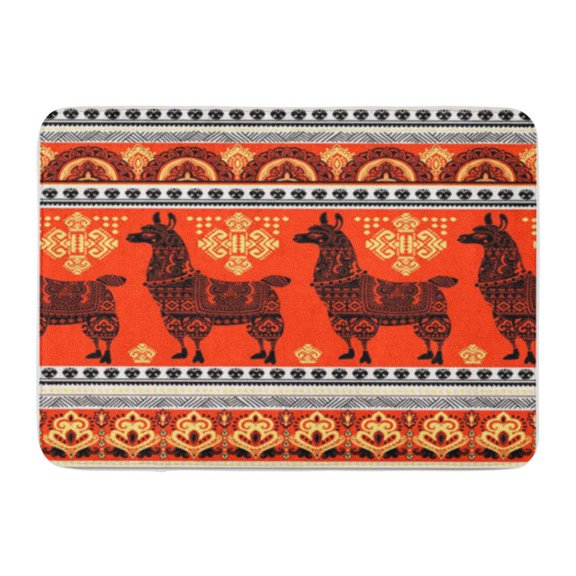 SIDONKU Chile Cute Alpaca Llama Ethnic Ornaments Pattern Peruvian Doormat Floor Rug Bath Mat 30x18 inch