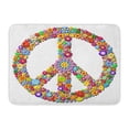 thumbnail image 1 of SIDONKU Colorful Hippy Peace Symbol Groovy Flowers Sign Woodstock Floral Love Doormat Floor Rug Bath Mat 23.6x15.7 inch, 1 of 1