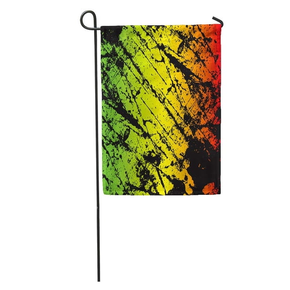 SIDONKU Colorful Rasta Abstract Scratched Reggae Colors Green Yellow Red Jamaica Aged Garden Flag Decorative Flag House Banner 12x18 inch