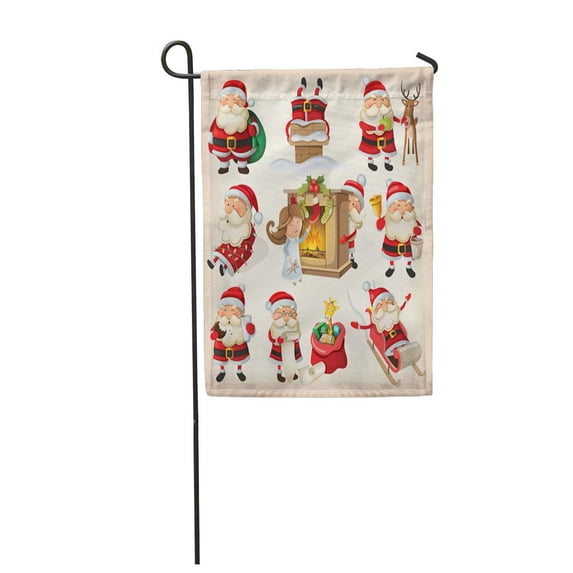 SIDONKU Colorful Xmas of Santa Clauses Ready for Christmas Child Garden Flag Decorative Flag House Banner 12x18 inch
