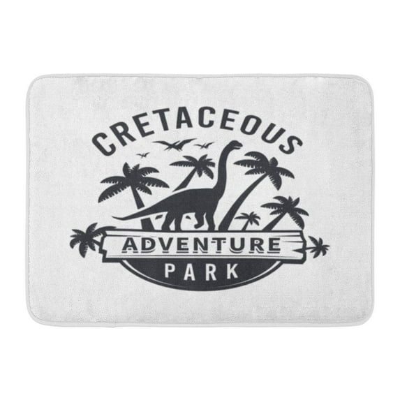 SIDONKU Cretaceous Dinosaur Brachiosaurus Adventure Park Insignia Jurassic Period Dino Vintage Badge on World Doormat Floor Rug Bath Mat 23.6x15.7 inch