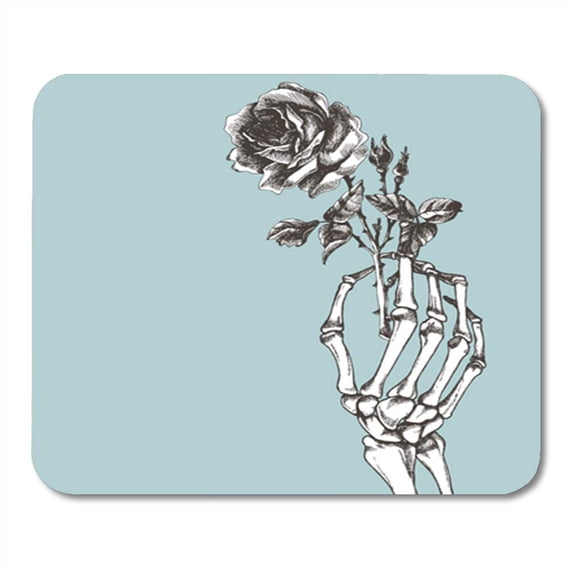 SIDONKU Death Hand Skeleton Flower Rose Gothic Goth Mousepad Mouse Pad Mouse Mat 9x10 inch
