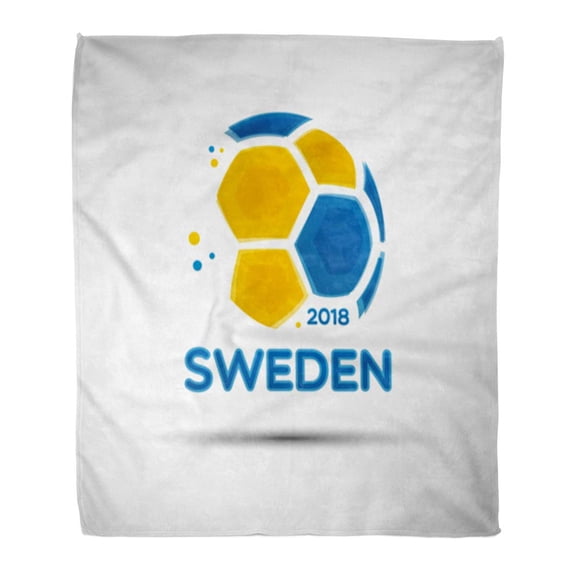 SIDONKU Flannel Throw Blanket Football Championship Flag of Sweden Abstract Soccer Ball Swedish Soft for Bed Sofa and Couch 58x80 Inches