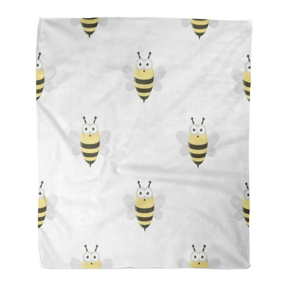 SIDONKU Flannel Throw Blanket Gray Bug Bee in Cartoon White One Pattern Soft for Bed Sofa and Couch 50x60 Inches