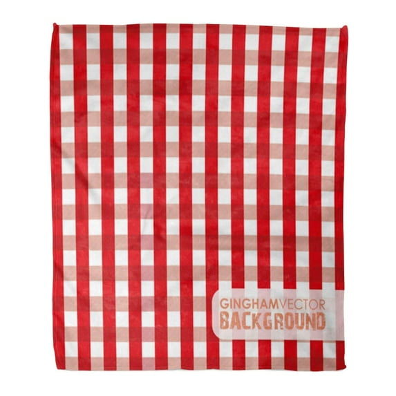 SIDONKU Flannel Throw Blanket Pattern White Picnic Red Gingham Basket Country Plaid Table Soft for Bed Sofa and Couch 50x60 Inches
