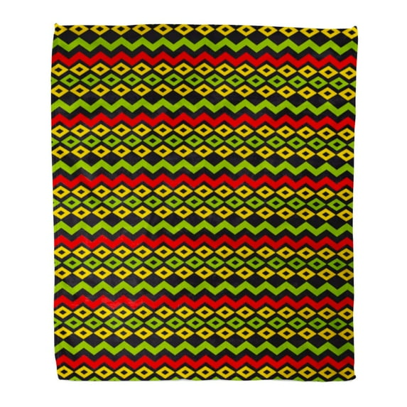 SIDONKU Flannel Throw Blanket Red Colorful Rasta Classic Reggae Color Music Jamaica Green Soft for Bed Sofa and Couch 58x80 Inches