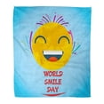 thumbnail image 1 of SIDONKU Flannel Throw Blanket Red Laughter World Smile Day October Smiley Face Yellow Soft for Bed Sofa and Couch 58x80 Inches, 1 of 1