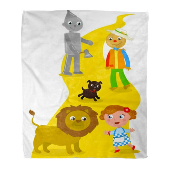 SIDONKU Flannel Throw Blanket Yellow Brick The Wizard of Oz Dorothy Her Dog Soft for Bed Sofa and Couch 58x80 Inches