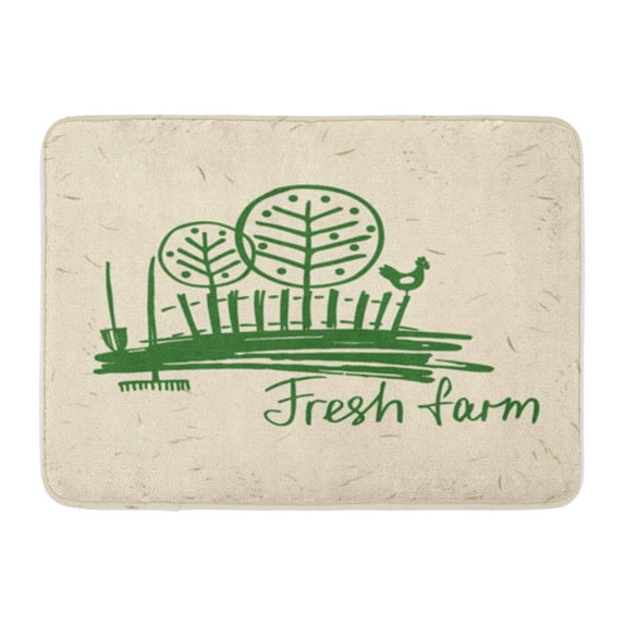 SIDONKU Fresh Farm Lettering Agriculture and Sketch of Rural Landscape Rooster Fence Doormat Floor Rug Bath Mat 23.6x15.7 inch