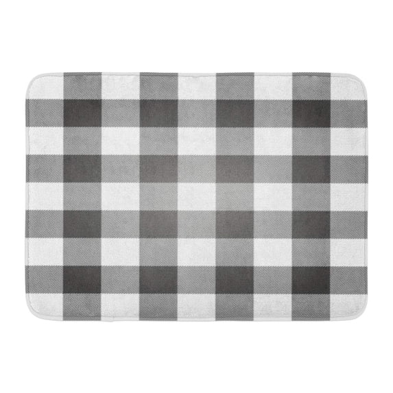 SIDONKU Gray Buffalo Lumberjack Plaid Pattern Check White Flannel Tartan Black Doormat Floor Rug Bath Mat 23.6x15.7 inch