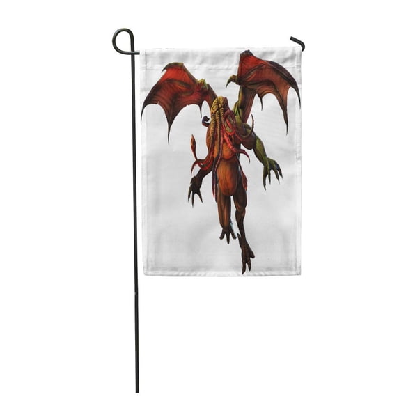 SIDONKU Green Creature Tentacled Horror 3D Monster Flying Alien Cthulhu Fantasy Lovecraf Garden Flag Decorative Flag House Banner 12x18 inch