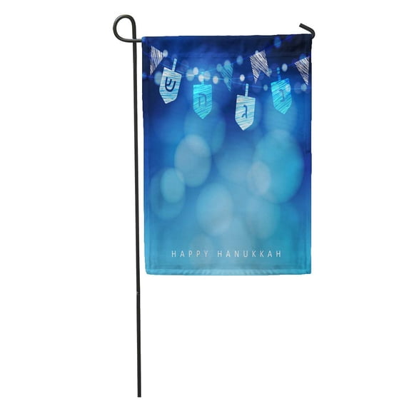 SIDONKU Hanukkah Blue String of Light and Dreidels Festive Party Modern Garden Flag Decorative Flag House Banner 28x40 inch