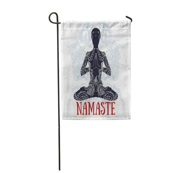 SIDONKU Kundalini Namaste Human in Lotus Asana Paisley Yoga Astral Garden Flag Decorative Flag House Banner 28x40 inch