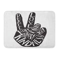thumbnail image 1 of SIDONKU Lettering Peace Sign Hand Showing Two Fingers Values Words Love Faith Joy Hope Kindness Unity Hipster Doormat Floor Rug Bath Mat 23.6x15.7 inch, 1 of 1