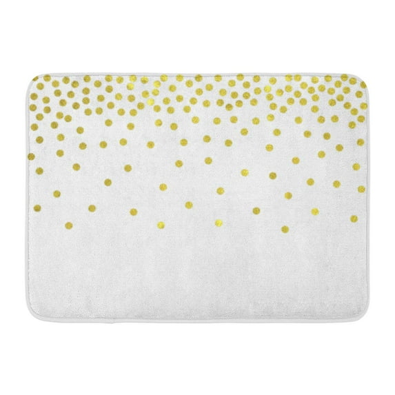 SIDONKU Overlay Polka Dot Gold Confetti Border Christmas Shimmer White Golden Doormat Floor Rug Bath Mat 23.6x15.7 inch