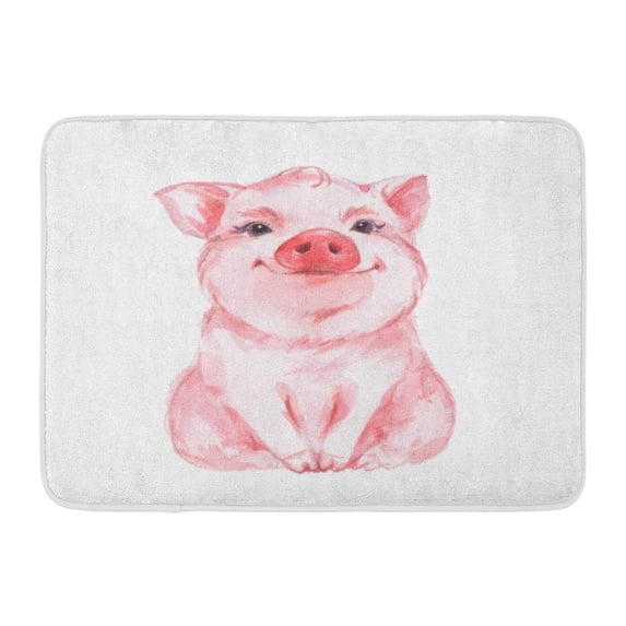 SIDONKU Pink Funny Pig Cute Watercolor Farm Baby Painting Piglet Kawaii Doormat Floor Rug Bath Mat 23.6x15.7 inch