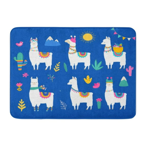 SIDONKU Pink Llama Collection Cute and for Nursery Birthday Colorful Doormat Floor Rug Bath Mat 23.6x15.7 inch