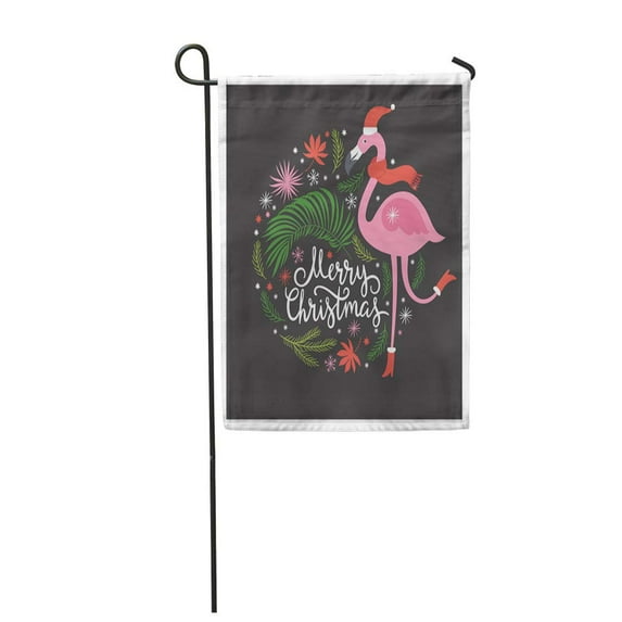 SIDONKU Pink Pattern Christmas Flamingo Tropical Winter Merry Snowflakes Beauty Bird Garden Flag Decorative Flag House Banner 12x18 inch