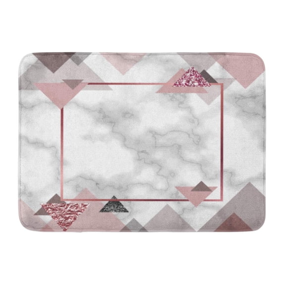 SIDONKU Pink Pattern Marble Rose in Minimalist Geometric Stone Triangles for Abstract Doormat Floor Rug Bath Mat 23.6x15.7 inch