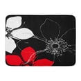 thumbnail image 1 of SIDONKU Poppy of Floral Pattern Abstract Rose Flowers in Red and White on Black Grey Doormat Floor Rug Bath Mat 23.6x15.7 inch, 1 of 1