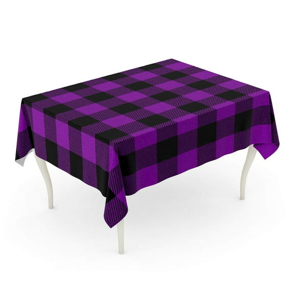 SIDONKU Purple Buffalo Plaid Printing Pattern Autumn Black Bright Cabin Check Tablecloth Table Desk Cover Home Party Decor 60x84 inch