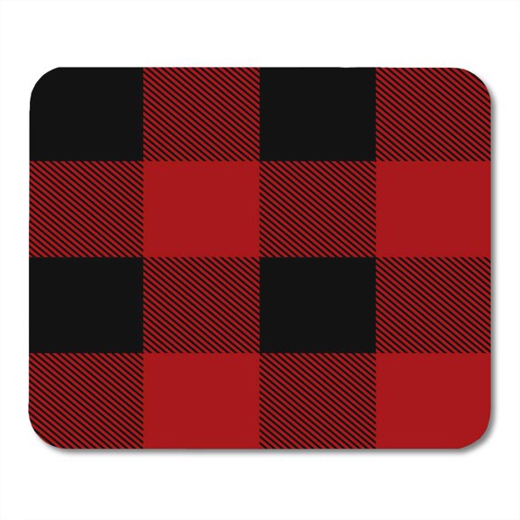 SIDONKU Red Buffalo Lumberjack Plaid Pattern Check Abstract Black Casual Mousepad Mouse Pad Mouse Mat 9x10 inch