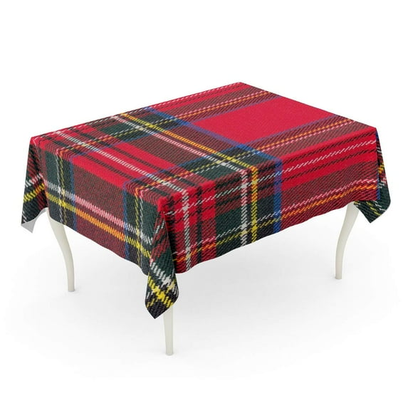 SIDONKU Red Plaid Printing Pattern Tartan Christmas Kilt Wool Vintage Tablecloth Table Desk Cover Home Party Decor 60x84 inch