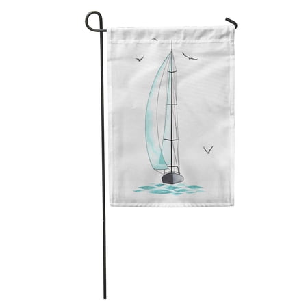 SIDONKU Sailboat in The Sea and Seagulls Around Made Watercolor Imitation Garden Flag Decorative Flag House Banner 12x18 inch
