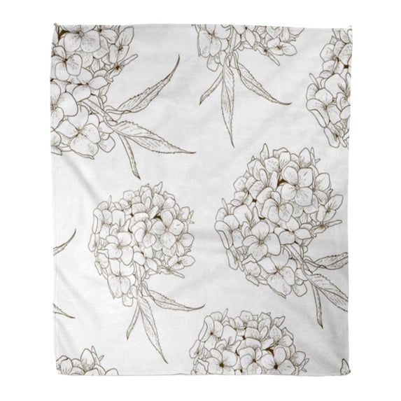 SIDONKU Semtomn Decorative Throw Blanket 50x60 Inches Colorful Abstract Monochrome Vintage Botanical of Hydrangea Green Anniversary Warm Flannel Soft Blanket for Couch Sofa Bed
