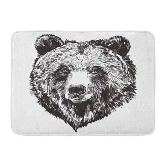 SIDONKU Sketch Black and White Bear Head Rough Cool Distressed Line Doormat Floor Rug Bath Mat 23.6x15.7 inch