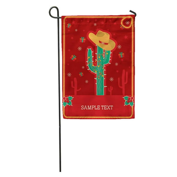 SIDONKU Snow Cowboy Red Christmas Green Cactus and Winter Holiday Raster Texas Tree Garden Flag Decorative Flag House Banner 12x18 inch