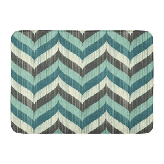 SIDONKU Teal Aqua Chevron Pattern Gray Turquoise Zigzag Abstract Braids Color Doormat Floor Rug Bath Mat 23.6x15.7 inch
