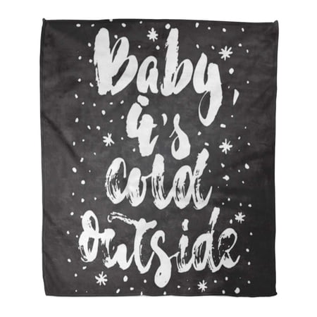 SIDONKU Throw Blanket Warm Cozy Print Flannel Baby Its Cold Outside Christmas and New Year Winter Holidays Lettering Saying Comfortable Soft for Bed Sofa and Couch 50x60 Inches