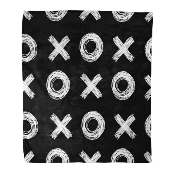 SIDONKU Throw Blanket Warm Cozy Print Flannel Black Tic Tac Toe Game White on Abstract Birthday Comfortable Soft for Bed Sofa and Couch 58x80 Inches