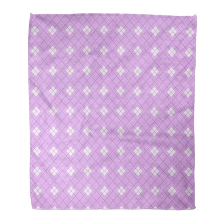 SIDONKU Throw Blanket Warm Cozy Print Flannel Blue Abstract Argyle Pattern in Pale Green and White Classic Eighties Geometric Comfortable Soft for Bed Sofa and Couch 50x60 Inches