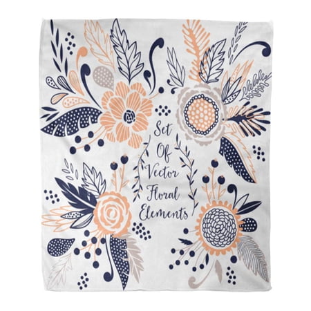 SIDONKU Throw Blanket Warm Cozy Print Flannel Blue Girly of Floral Colorful Acorn White Branch Comfortable Soft for Bed Sofa and Couch 58x80 Inches
