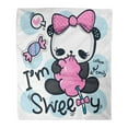 thumbnail image 1 of SIDONKU Throw Blanket Warm Cozy Print Flannel Cute Cartoon Panda Girl Wearing Pink Bow Eating Candy on Polka Dot Comfortable Soft for Bed Sofa and Couch 50x60 Inches, 1 of 1