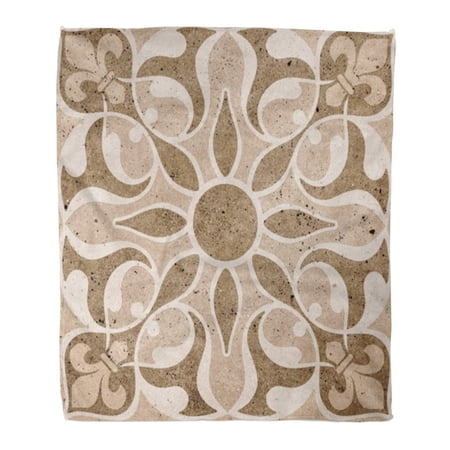 SIDONKU Throw Blanket Warm Cozy Print Flannel Floor Tiles Porcelain Ceramic Geometric Pattern for and Marble Comfortable Soft for Bed Sofa and Couch 58x80 Inches