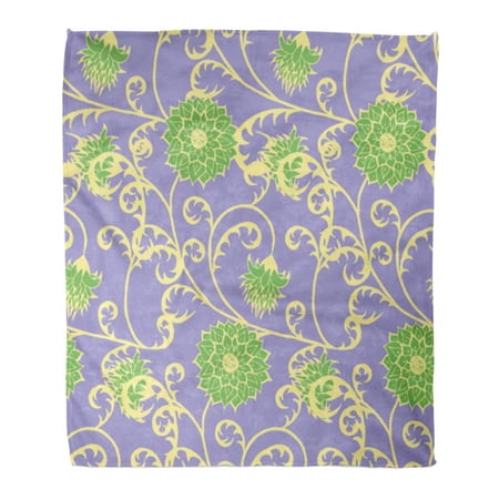 SIDONKU Throw Blanket Warm Cozy Print Flannel Floral Rapport for in Vintage with Big Flowers of Michaelmas Daisy Aster Comfortable Soft for Bed Sofa and Couch 58x80 Inches