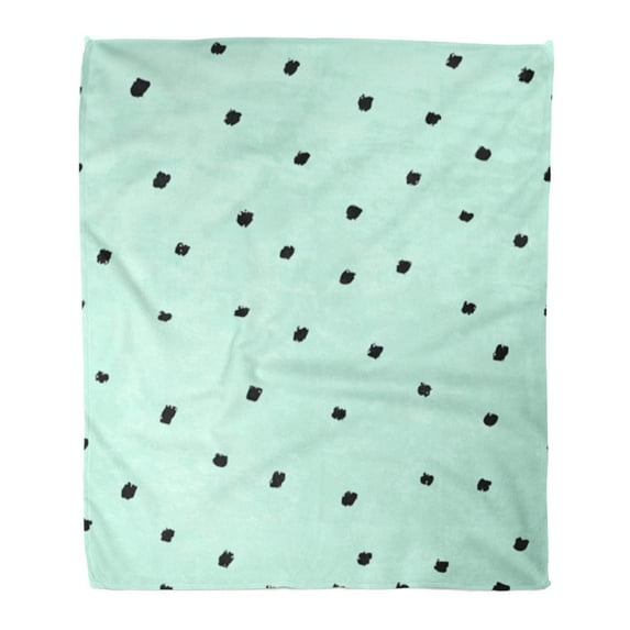 SIDONKU Throw Blanket Warm Cozy Print Flannel Green Abstract Polka Dot Mint Pink Plaid Artistic Black Brush Clip Color Comfortable Soft for Bed Sofa and Couch 50x60 Inches