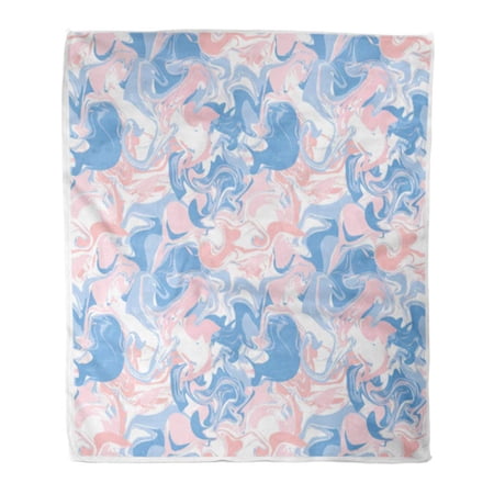SIDONKU Throw Blanket Warm Cozy Print Flannel Marble Colors Modern Serenity and Rose Quartz Abstract Pattern Comfortable Soft for Bed Sofa and Couch 50x60 Inches